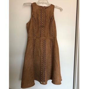 Suede caramel tan dress